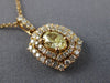 ESTATE 1.29CT WHITE & FANCY YELLOW DIAMOND 18KT ROSE GOLD 3D DOUBLE HALO PENDANT