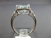 ESTATE LARGE 3.55CT DIAMOND & AAA AQUAMARINE 14K WHITE GOLD HALO ENGAGEMENT RING