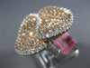 EXTRA LARGE 3.19CT WHITE & PINK DIAMOND 18K WHITE & ROSE GOLD 3D HEART LOVE RING