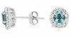 1.05CT DIAMOND & AAA AQUAMARINE 14K WHITE GOLD OVAL & ROUND FLOWER STUD EARRINGS