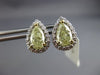 ESTATE .30CT WHITE & FANCY YELLOW DIAMOND 14K WHITE GOLD TEAR DROP STUD EARRINGS