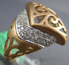 ESTATE WIDE .29CT DIAMOND 18KT ROSE GOLD 3D OPEN FILIGREE BELT V SHAPE FUN RING