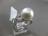ESTATE LARGE .21CT DIAMOND 18KT WHITE GOLD 3D AAA SOUTH SEA PEARL SOLITAIRE RING