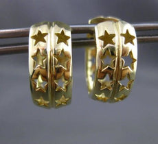 ESTATE WIDE 14KT YELLOW GOLD 3D MULTI STAR HUGGIE EARRINGS 7mm X 17mm #24526