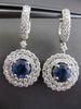 ESTATE LARGE 5.37CT DIAMOND & SAPPHIRE 18KT WHITE GOLD 3D HALO HANGING EARRINGS