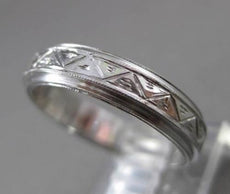 ANTIQUE 14K WHITE GOLD 3D HANDCRAFTED FILIGREE ETERNITY WEDDING BAND RING #18942