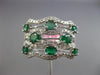 ESTATE WIDE 1.68CT DIAMOND & AAA EMERALD 18KT WHITE GOLD MULTI ROW WAVE FUN RING