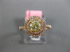 ESTATE .88CT PINK & GREEN DIAMOND 18KT ROSE GOLD 3D DOUBLE HALO ENGAGEMENT RING
