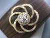 ESTATE LARGE .85CT DIAMOND 18KT GOLD & STAINLESS STEEL 3D FLOWER BANGLE BRACELET