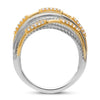 ESTATE WIDE .31CT DIAMOND 14K 2 TONE GOLD MULTI ROW CRISS CROSS ANNIVERSARY RING