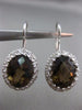 ESTATE 4.6CT DIAMOND & SMOKY TOPAZ 14K WHITE GOLD OVAL CLASSIC HANGING EARRINGS