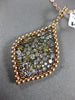 ESTATE EXTRA LARGE 2.20CT MULTI COLOR DIAMOND 18K ROSE GOLD 3D TEAR DROP PENDANT