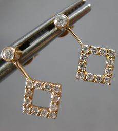 ESTATE .30CT DIAMOND 14KT ROSE GOLD 3D OPEN SQUARE CLASSIC HANGING EARRINGS