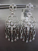 ANTIQUE LARGE 2.0CT DIAMOND 14K WHITE GOLD FILIGREE MILGRAIN CHANDELIER EARRINGS