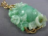 ESTATE EXTRA LARGE AAA JADE 14KT YELLOW GOLD HANDCRAFTED FLOWER AQUATIC PENDANT