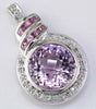 6.27CT DIAMOND & AAA PINK SAPPHIRE & AMETHYST 14KT WHITE GOLD ROUND FUN PENDANT