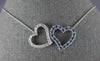 ESTATE 1.26CT DIAMOND & AAA SAPPHIRE 14KT WHITE GOLD DOUBLE HEART LOVE NECKLACE