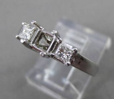 ESTATE .36CT DIAMOND 14KT WHITE GOLD 3 STONE SEMI MOUNT ENGAGEMENT RING #18608
