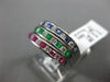 ESTATE WIDE 1.09CT DIAMOND & AAA MULTI GEM 18K WHITE GOLD CLASSIC STACKABLE RING