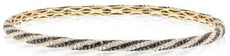 3.30CT WHITE & BLACK DIAMOND 14KT YELLOW GOLD ROPE ETERNITY FUN BANGLE BRACELET