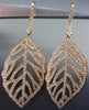 ESTATE LARGE 3.05CT DIAMOND 18K ROSE GOLD HANDCRAFTED LEAF PAVE HANGING EARRINGS