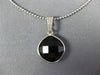 ESTATE 4.50CT AAA BLACK ONYX 14KT WHITE GOLD 3D CUSHION CLASSIC BEZEL PENDANT