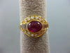 ESTATE WIDE 1.40CT DIAMOND & AAA CABOCHON RUBY 18KT YELLOW GOLD OVAL FUN RING