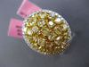 LARGE 4.13CT WHITE & FANCY YELLOW DIAMOND 18K 2TONE GOLD OVAL HALO COCKTAIL RING