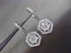 ESTATE LARGE 2.25CT DIAMOND 18KT WHITE GOLD 3D HEXAGON CLUSTER HANGING EARRINGS