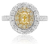 ESTATE 1.52CT WHITE & FANCY YELLOW DIAMOND 18KT WHITE GOLD OVAL ENGAGEMENT RING