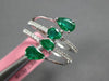 ESTATE WIDE 1.16CT DIAMOND & AAA EMERALD 18K WHITE GOLD 3D CRISS CROSS LOVE RING