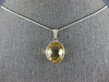 ESTATE 6.0CT AAA CITRINE 14K WHITE GOLD 3D OVAL CLASSIC BEZEL PENDANT WITH CHAIN