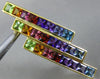 ESTATE LARGE 6CT AAA MULTI GEM 18KT YELLOW GOLD 3 ROW RAINBOW BROOCH PIN #26292