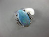 ANTIQUE WIDE .16CT ROUND DIAMOND & AAA OPAL 14K WHITE GOLD 3D CLASSIC OVAL RING