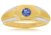 ESTATE .25CT AAA TANZANITE 14KT WHITE & YELLOW GOLD 3D CLASSIC ETOILE MEN'S RING
