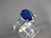ESTATE LARGE 3.70CT DIAMOND & AAA SAPPHIRE 18K WHITE GOLD ENGAGEMENT RING #26284