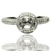 ESTATE .50CT DIAMOND 18KT WHITE GOLD 3 ROW HALO PAVE SEMI MOUNT ENGAGEMENT RING