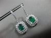 ESTATE LARGE 4.29CT DIAMOND & AAA EMERALD 14KT GOLD DOUBLE HALO HANGING EARRINGS