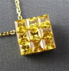 ESTATE 1.33CT YELLOW SAPPHIRE 18KT YELLOW GOLD SQUARE FLOATING PENDANT & CHAIN