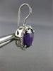 ESTATE LARGE 6.17CT DIAMOND & AMETHYST 14KT WHITE GOLD FILIGREE HANGING EARRINGS