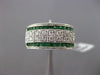 ESTATE WIDE .95CT DIAMOND & AAA EMERALD 18KT WHITE GOLD WEDDING ANNIVERSARY RING