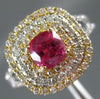 ESTATE 1.64CT DIAMOND & AAA PINK SAPPHIRE 14KT 2 TONE GOLD HALO ENGAGEMENT RING