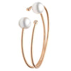 ESTATE WIDE .12CT DIAMOND & AAA SOUTH SEA PEARL 18K ROSE GOLD 3D BANGLE BRACELET