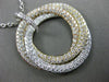 LARGE 3.07CT DIAMOND 18KT TRI COLOR GOLD MULTI CIRCLE INTERTWINING PAVE PENDANT