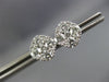 ESTATE LARGE 1.49CT DIAMOND 18KT WHITE GOLD CLUSTER OCTAGON FLOWER STUD EARRINGS