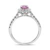 1.49CT DIAMOND & AAA  PINK SAPPHIRE 18KT WHITE GOLD 3D OVAL HALO ENGAGEMENT RING