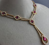 ESTATE LARGE 12.80CT DIAMOND & AAA RHODOLITE 18K ROSE GOLD 3D TEAR DROP NECKLACE