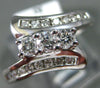 ESTATE .50CT DIAMOND 14K WHITE GOLD 3D THREE ROW PAST PRESENT FUTURE RING #19818