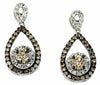 .99CT WHITE & CHOCOLATE FANCY DIAMOND 14KT WHITE GOLD TEAR DROP HANGING EARRINGS