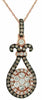 .42CT WHITE & CHOCOLATE FANCY DIAMOND 14K ROSE GOLD 3D CLUSTER TEAR DROP PENDANT